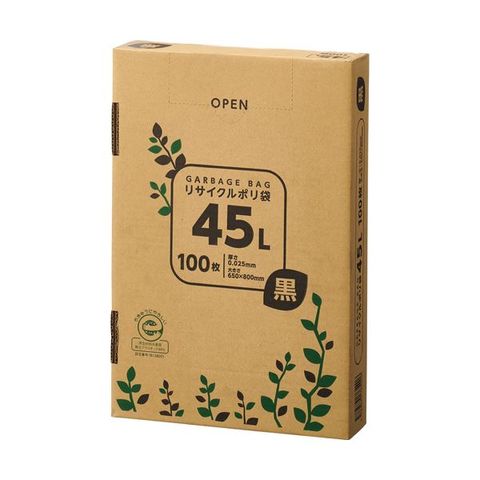 まとめ買い 業務用 TANOSEE リサイクルポリ袋 黒45L BOXタイプ 1箱(100枚)【×10セット】 【同梱不可】【代引不可】[▲][TP]