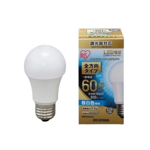 アイリスオーヤマ LED電球60W E26 全方向調光 昼白 4個セット 【同梱不可】【代引不可】[▲][TP]