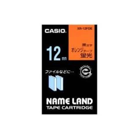 業務用50セット カシオ CASIO 蛍光テープ XR-12FOE 橙に黒文字 12mm