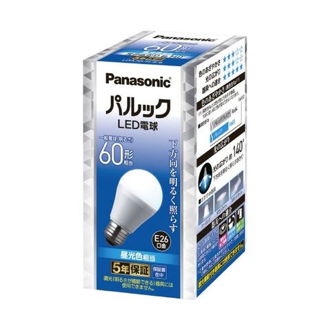 Panasonic LED電球 60形 E26 下方向 昼光色 【代引不可】【同梱不可】[▲][TP]