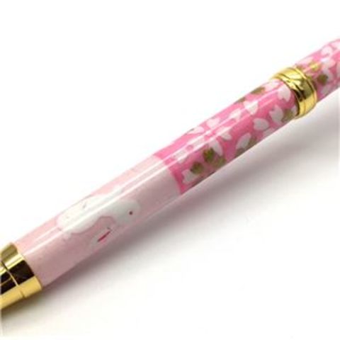 日本製 ハンドメイド ボールペン/文房具 【うさぎ市松 桃色】 美濃和紙