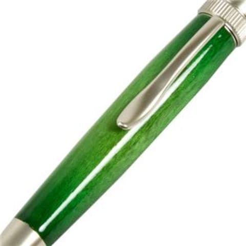 キャンディカラー ボールペン/文房具 【Green カーリーメイプル】 パーカータイプ 芯：0.7mm 日本製 文具 『Air Brush Wood  Pen』【同梱不可】【代引不可】[▲][TP]