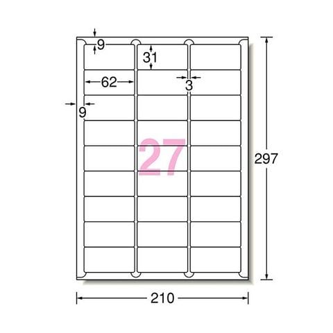 エーワンラベルシール[レーザープリンタ] マット紙・ホワイト A4判 27