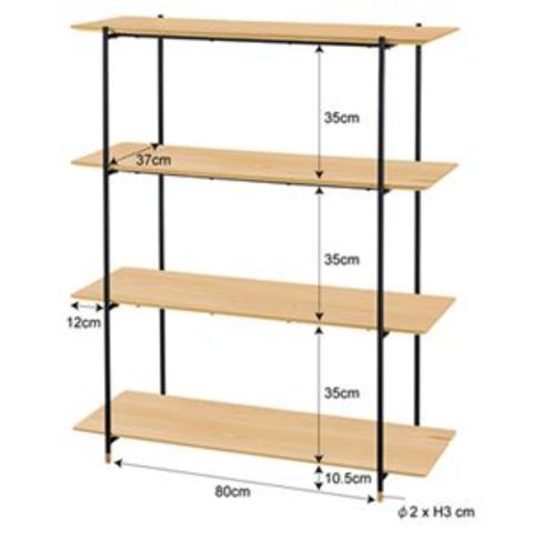 本棚/ブックシェルフ 4段 【オーク】 幅108cm×奥行41cm×高さ131cm スチール 〔リビング ダイニング 寝室〕  【組立品】【同梱不可】【代引不可】[▲][TP]