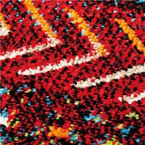 トルコ製 ラグマット/絨毯 【約160cm円形 イビサレッド】 長方形 抗菌