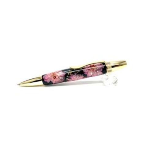 花柄 ボールペン/文房具 【八重桜 ブラック】 パーカータイプ 芯：0.7mm 日本製 文具 オフィス用品 『Frower  Pen』【同梱不可】【代引不可】[▲][TP]