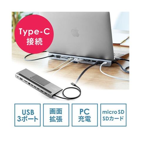 サンワダイレクト ドッキングステーション11in1 USB Type-C・PD対応