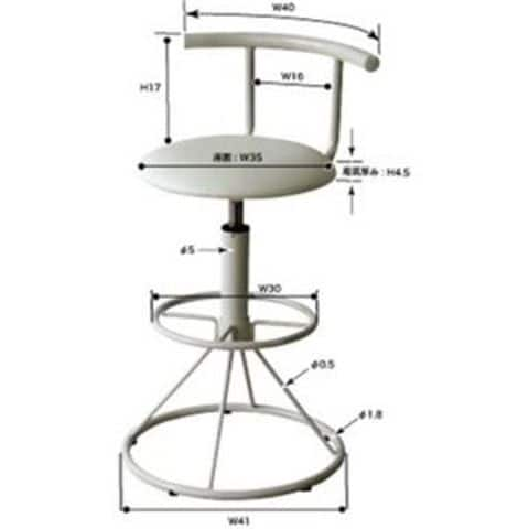 4脚セット 東谷 ハイチェア/カウンターチェア【キリク】 昇降・回転式 スチール/合皮 背もたれ付き PC-105WH  ホワイト（白）【同梱不可】【代引不可】[▲][TP]