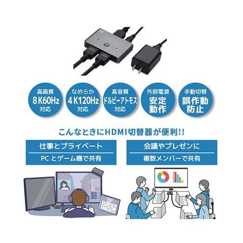 ラトックシステム 8K60Hz/4K120Hz対応 2入力1出力 HDMI切替器 RS-HDSW21-8K 【同梱不可】【代引不可】[▲][TP]