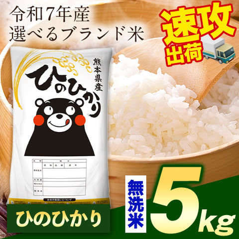 【令和7年産】お米 熊本県産三大ブランド米 ヒノヒカリ 森のくまさん くまさんの輝き 選べる 無洗米 5kg 10kg 20kg 単一原料米 ひのひかり コメ 備蓄米 ではありません《1-3営業日以内に発送予定(土日祝日除く)》---d2_hinor7_r_25_4580_5kg_musen---