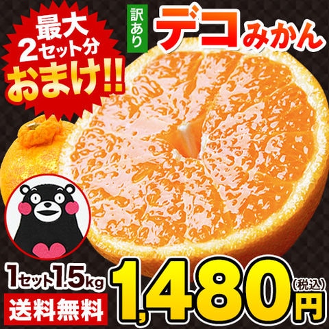【★最大2セット分おまけ付き！★】デコポン と同品種 訳あり デコみかん 送料無料 1.5kg 2セット購入で1セット分おまけ増量 不知火 みかん ミカン 熊本 柑橘《1-5営業日以内に出荷予定（土日祝日除く）》---d2_wdeko3s3k_s_26_1480_1500g---