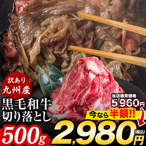 【★1月26日9時59分まで！期間限定半額！★5960円⇒2980円】訳あり 黒毛和牛 切り落とし こま切れ肉 500g  九州産 国産 牛肉 肉 切り落とし《1-5営業日以内に発送予定(土日祝日除く)》---d2_fwkuroakakr2iv2_s_25_4980_500g---