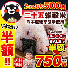 【★期間限定SALE！10月13日㈫9時59分まで！1500円⇒750円★】増量リニューアル★1袋500g！二十五雑穀米 雑穀 雑穀米 500g お米 くまモン 米 okome 熊本県産発芽玄米 アマランサス ≪3-7営業日以内に出荷予定≫---d2_25zakkoku_u_26_500g---