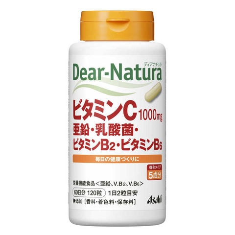 アサヒグループ食品　Dear-Natura（ディアナチュラ）ビタミンC・亜鉛・乳酸菌・ビタミンB2・ビタミンB6　60日120粒 栄養補助食品 　
