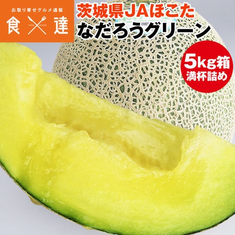 メロン なだろうグリーン 3～6玉程度 5kg箱満杯詰め JAほこた 青肉 優以上 茨城県産 常温便 同梱不可 指定日不可