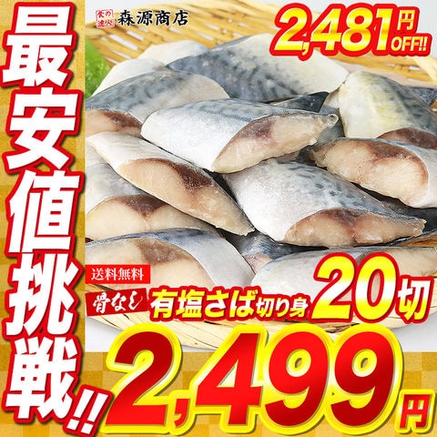 さば 骨取り 塩サバ 有塩 切り身 600g(30g×20切) 冷凍 骨なし 鯖 サバ 【最安値挑戦！4980円→2481円OFF★2499円セール】