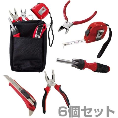 dショッピング |簡易工具収納バッグ付き ツールセット 同色6個セット