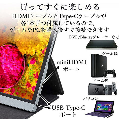 13.3インチ モバイルディスプレイ 1080P 日本設計 Type-C/HDMI-mini