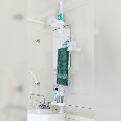 dショッピング |つっぱり ランドリーラック 洗濯機上 洗面台上 収納 高