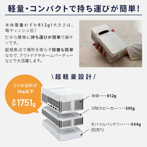 dショッピング |超短焦点小型プロジェクター フルハイビジョン KPJ
