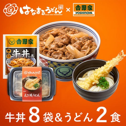 dショッピング |はなまるハーフえび天うどん＆牛丼の具セット（牛丼8袋 / ハーフえび天うどん2食）【冷凍】 | カテゴリ：の販売できる商品 |  吉野家公式ショップ (076d15-04)|ドコモの通販サイト