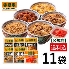 吉野家 大人気6品11袋セット（牛丼2袋・豚丼2袋・牛焼肉丼2袋 ・焼鶏丼2袋・親子丼2袋・紅生姜1袋）