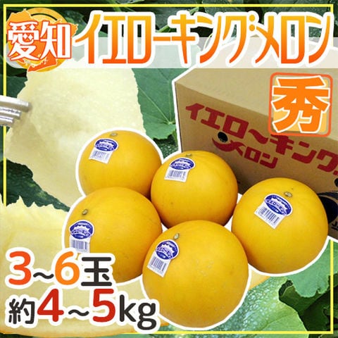 愛知 ”イエローキングメロン” 秀品 3～6玉 約4～5kg【予約 5月中旬以降】 送料無料〈*北海道・沖縄：追加送料必要〉