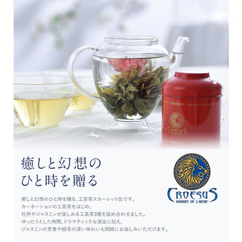 dショッピング |CROESUS クロイソス お花の咲く工芸茶 スカーレット缶