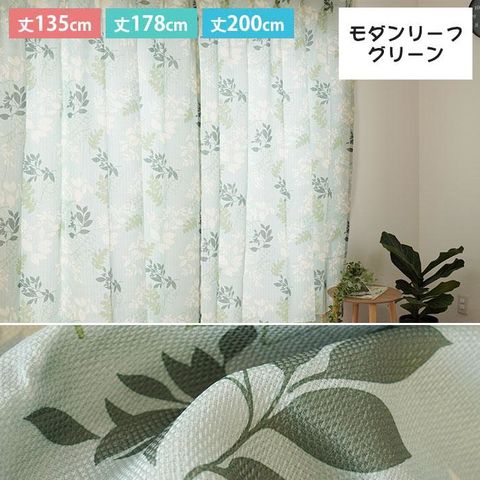 グリーン ドレープカーテン 4枚セット g171021]【4枚セット】NC