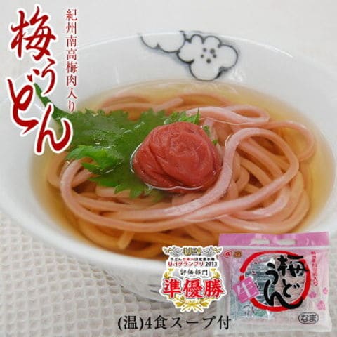 【メーカー希望小売価格1,410円→1,299円！】プチギフトに！紀州梅うどん 4食めんつゆ付 ＼全国送料無料／ 国産小麦使用のかけうどん【食品ランキング1位獲得】 うどん日本一決定戦全国二位のうどん！