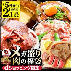 5501円 肉の福袋 メガ盛り 総重量2.13kg 5種食べ比べ 肉  福袋 牛肉 ハンバーグ ハラミ 焼肉 ステーキ ランプ