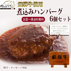 【まとめ買い 6個セット】 飛騨牛 煮込み ハンバーグ 6個入り 送料無料 肉 ギフト 精肉 惣菜 敬老の日 御歳暮 お歳暮 内祝 御礼 d22