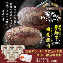 【冷凍】 飛騨牛 ＆ 国産豚肉使用 生ハンバーグ 6個入 肉 ギフト 惣菜 安福ハンバーグ  ハロウィン