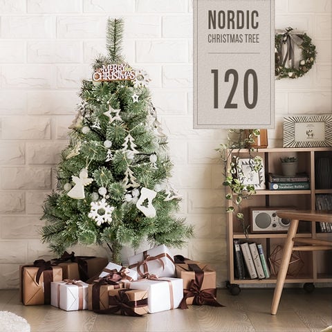 クリスマスツリー150cm 白マット、電飾付き　※飾りはなし