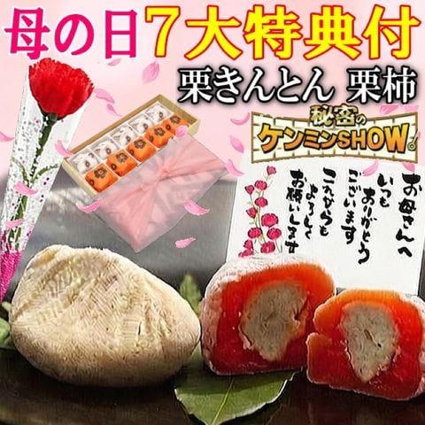 母の日 南陽軒 プレゼント ギフト スイーツ 和菓子 お菓子 食べ物 高級 2026 花 花とセット 造花の カーネーション & カード & 風呂敷 ラッピング 等 【送料無料】 栗きんとん 5個・栗柿 5個入 （ 千一 ） ☆ 5月7日から5月10日にお届け☆※北海道・沖縄県は別途送料(500円)