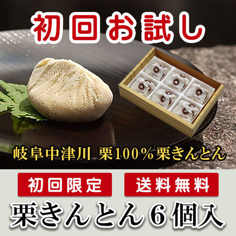 【 初回お試し 】 【 送料無料 】 お一人様一回限りの特別価格！ 栗きんとん 6個 箱入 （ 栗スイーツ 銘菓 ） ※北海道・沖縄県にお届けの場合、別途送料(500円)を頂きます。