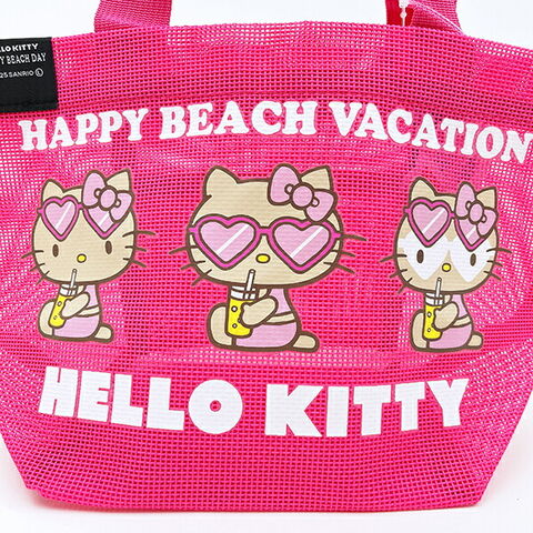 日焼けキティ　メッシュ　トートバッグ　レトロ　サンリオ　ハローキティ　ピンク dショッピング |サンリオ 日焼け キティ メッシュバッグ ピンク
