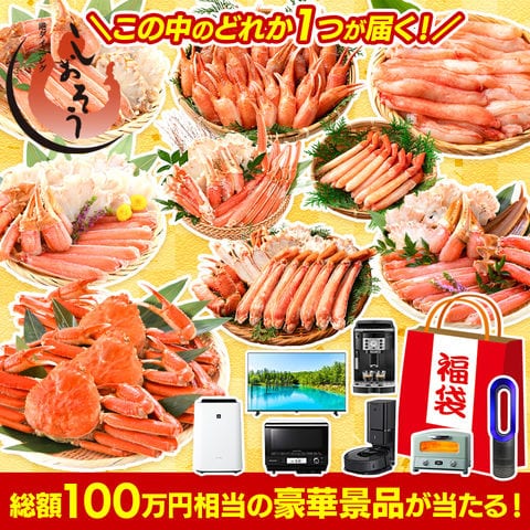 【総額100万円相当の豪華景品が当たる！】カニガチャ カニ福袋 【数量限定！当店通常価格8,888円→送料無料7,888円！】運試し福袋 かに カニ 蟹 福袋 ずわいがに ポーション カニ爪 紅ズワイ ボイル 北海道産 越前蟹 海鮮福袋 健康 ギフト プレゼント