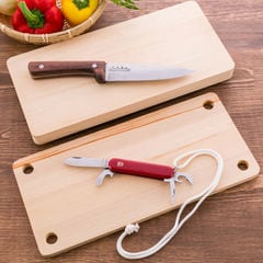 バーベキューやキャンプで大活躍！プロ御用達の鍛冶職人が自信を持ってお届けする「アウトドア向けナイフ」と「ヒノキまな板」のセット 原福鋸工業所・高知県