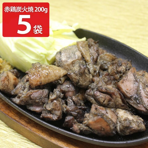 宮崎名物 国産 赤鶏 炭火焼 200g 5個入 やきとり 肉惣菜 お取り寄せ 鶏肉 宮崎 赤鶏炭火焼き 国産鶏肉 炭火焼鳥 宮崎グルメ ひむか工房