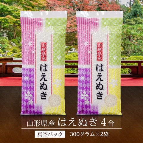 はえぬき 真空パック 600g (4合) 山形県産 令和6年産 (300グラム×2袋) 送料無料 普通精米 お米 白米 買い回り 買いまわり ポイント消化 1000円 cp202312628