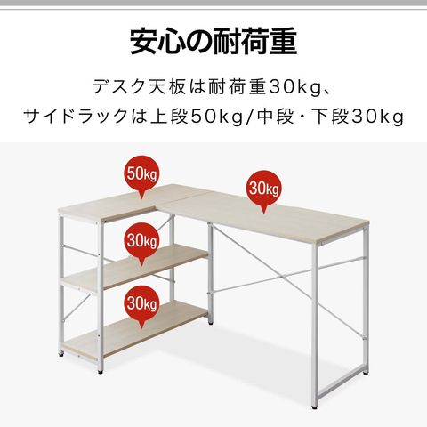 dショッピング |サイドラック付きデスク (ダークブラウン) 幅120cm L字