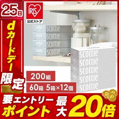 ティッシュ 日本製紙クレシア（株）スコッティ ティシュー 400枚 （200組） 5箱×12個セット ホワイトパッケージ [crecia09]【select10】【kaopg】