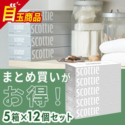 【12個セット】スコッティ ティシュー 400枚 （200組） 5箱 