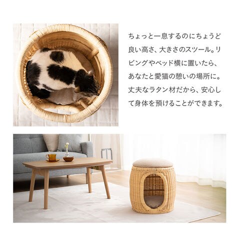 dショッピング |スツール＆キャットベッド 猫 ベッド ラタン 籐 天然