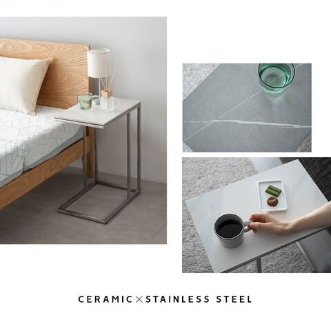 カフェテーブル　アンティーク　大理石　サイドテーブル dショッピング |テーブル 大理石 サイドテーブル 角型 コの字 完成品