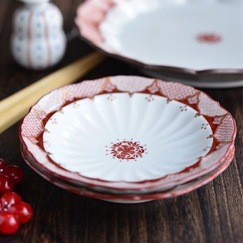 九谷焼 赤絵 皿 3枚セット 九谷焼 赤絵 皿 3枚セット