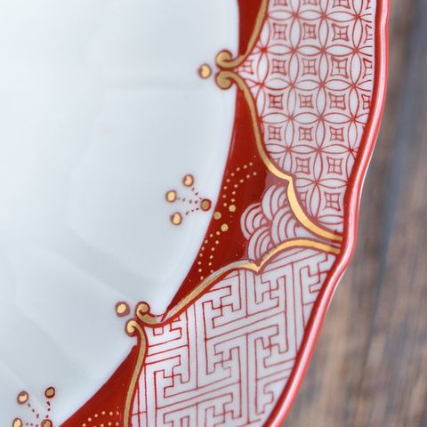 dショッピング |九谷焼 皿揃 赤絵小紋 5.3号 5枚セット ( 木箱名入れ