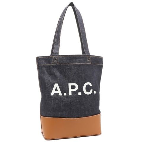 【正規品低価】A.P.C. アーペーセー ネイビー＆タン Axelle デニム トートバッグ バッグ
