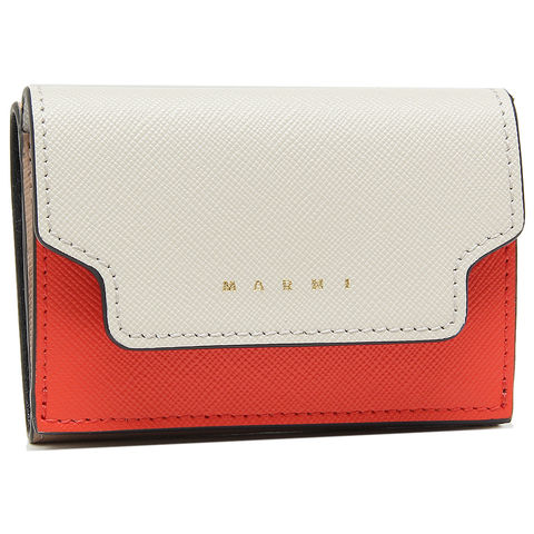 MARNI マルニ 三つ折り財布 トランクウォレット グレー×レッド マルチ